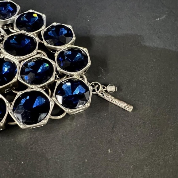 Kenneth Cole Necklace Statement Silver Tone Faceted Crystal Bib Earring Set VTG - Picture 4 of 4